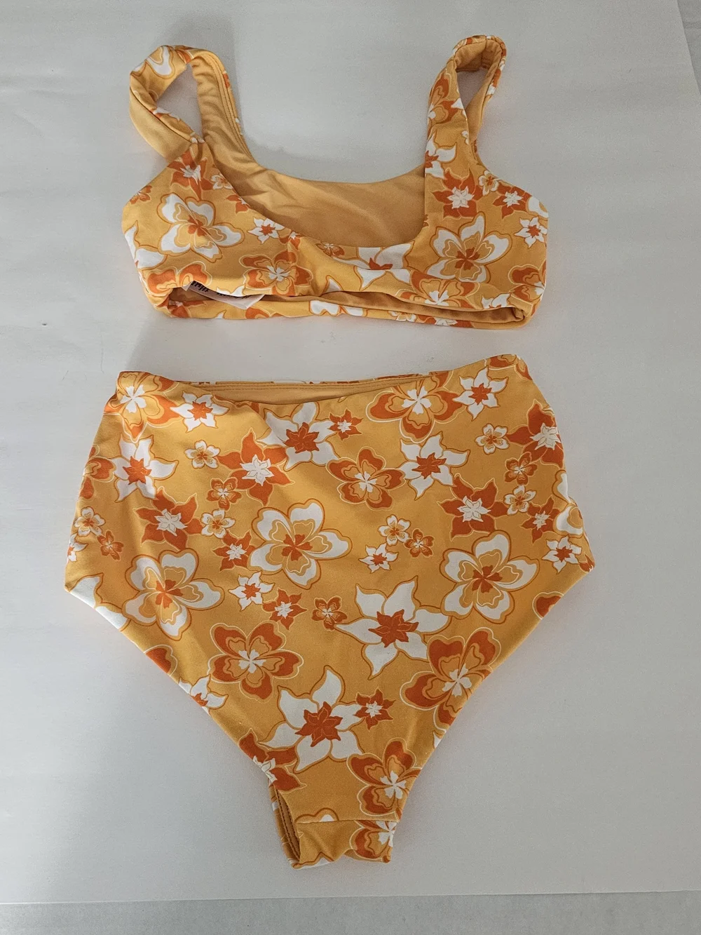 Pac Sun Yellow Floral High-Waist Bikini Set. Size Medium 8 Girls